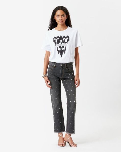 2023ss isabel marant women's summer designer t shirt fashion letter print white casual tees women slub cotton o polos t-shirt for girls
2023ss isabel marant women's summer designer t shirt fashion letter print white casual tees women slub cotton o polos t-shirt for girls