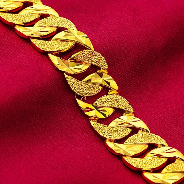 15mm wide thick bracelet wrist chain for men boy solid 18k yellow gold filled classic statement jewelry gift 19cm long, Black
15mm wide thick bracelet wrist chain for men boy solid 18k yellow gold filled classic statement jewelry gift 19cm long, Black