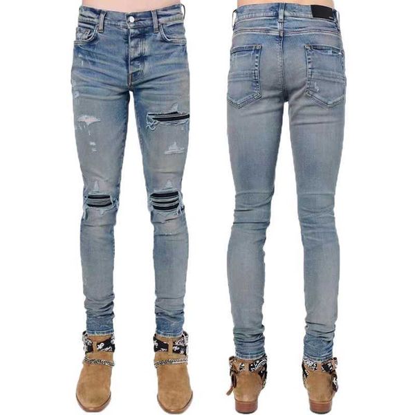 designer clothing denim amiiri high street blue frayed patchwork jeans men's slim fit small feet casual trendy ripped pants
designer clothing denim amiiri high street blue frayed patchwork jeans men's slim fit small feet casual trendy ripped pants