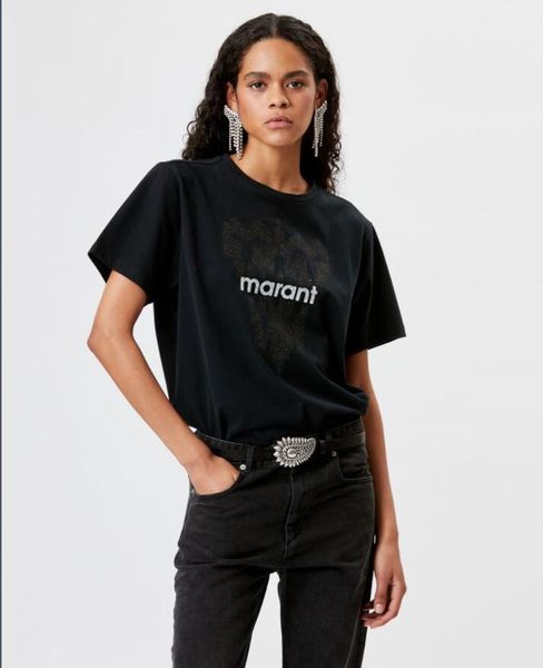 2023ss isabel marant women's summer designer t shirt fashion letter print classic black casual tees women slub cotton polos short sleev, White
2023ss isabel marant women's summer designer t shirt fashion letter print classic black casual tees women slub cotton polos short sleev, White