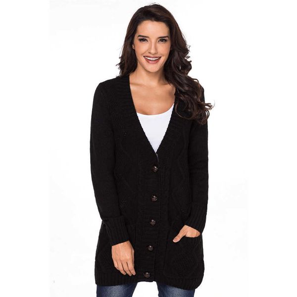 winter and autumn new v-neck single breasted medium and long cardigan sweater women's sleeve pocket knitted, White;black
winter and autumn new v-neck single breasted medium and long cardigan sweater women's sleeve pocket knitted, White;black