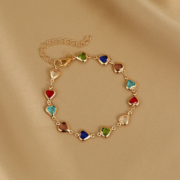 charm bracelets exquisite colorful heart bracelet for women korean crystal zircon metal chain bangle party birthday jewelry gift 230424, Golden;silver
charm bracelets exquisite colorful heart bracelet for women korean crystal zircon metal chain bangle party birthday jewelry gift 230424, Golden;silver