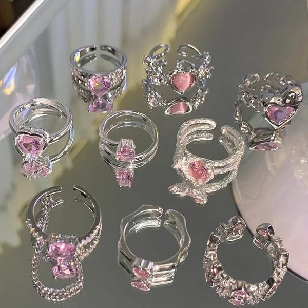 cluster rings kpop pink crystal love heart open ring for women bff wedding luxury vintage grunge aesthetic jewelry emo y2k accessories 23042, Golden;silver
cluster rings kpop pink crystal love heart open ring for women bff wedding luxury vintage grunge aesthetic jewelry emo y2k accessories 23042, Golden;silver