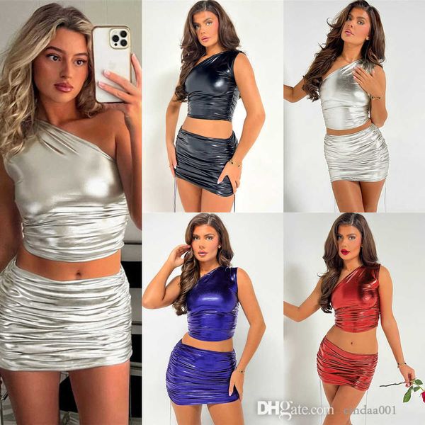 womens dress outfits new one shoulder open navel wrapped hip pull pleated short skirt set, White
womens dress outfits new one shoulder open navel wrapped hip pull pleated short skirt set, White