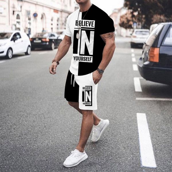 men's tracksuits summer cool believes in his men's short sleeve tshirts shorts set beach track and field suit 2 piece set casual b, Gray
men's tracksuits summer cool believes in his men's short sleeve tshirts shorts set beach track and field suit 2 piece set casual b, Gray