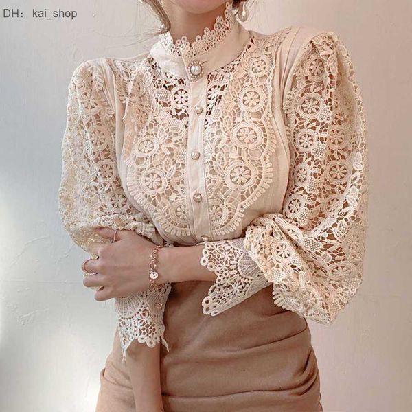 knits & tees summer new lace hollow long sleeve standing collar cotton versatile shirt 31, White
knits & tees summer new lace hollow long sleeve standing collar cotton versatile shirt 31, White
