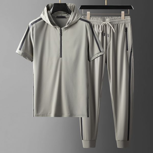 men's tracksuits minglu hooded sport casual men's sets t-shirtpants summer short sleeve rubber printed male suits elastic waist ma, Gray
men's tracksuits minglu hooded sport casual men's sets t-shirtpants summer short sleeve rubber printed male suits elastic waist ma, Gray
