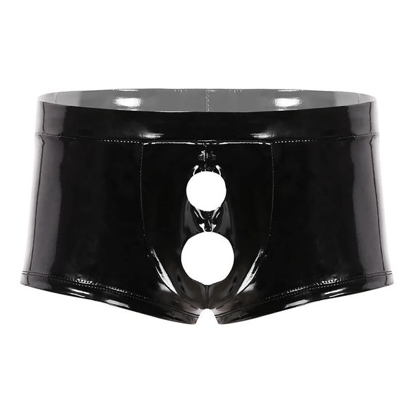 lingerie panties men' s pvc bright leather boxer shorts underwear with holes, Black;white
lingerie panties men' s pvc bright leather boxer shorts underwear with holes, Black;white