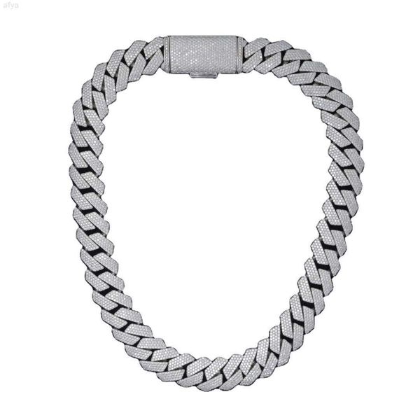16mm 3 rows hip hop prong setting cuban link chain vvs moissanite diamond necklace, Silver
16mm 3 rows hip hop prong setting cuban link chain vvs moissanite diamond necklace, Silver