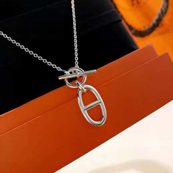 hermm designer necklace strands s925 sterling silver solid fashionable pig nose plain ring h collar chain, Black
hermm designer necklace strands s925 sterling silver solid fashionable pig nose plain ring h collar chain, Black