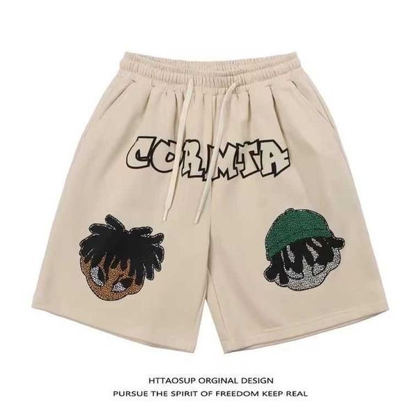 new american fashion brand cartoon printed hip hop sports shorts for men's streetwear straight and versatile loose capris, White;black
new american fashion brand cartoon printed hip hop sports shorts for men's streetwear straight and versatile loose capris, White;black