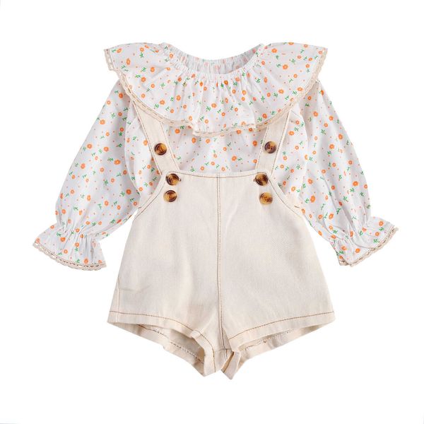 clothing sets children baby girls 2pcs outfit set girl's ruffled crew neck sleeve flower leaf shirt printing solid button overalls w042, White
clothing sets children baby girls 2pcs outfit set girl's ruffled crew neck sleeve flower leaf shirt printing solid button overalls w042, White
