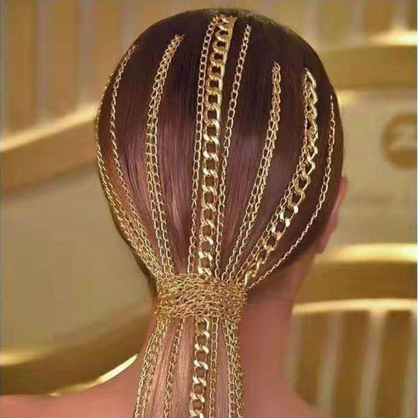 women long dress metal chains novelty hair accessories 50cm golden chain 3 sizes, Golden;white
women long dress metal chains novelty hair accessories 50cm golden chain 3 sizes, Golden;white