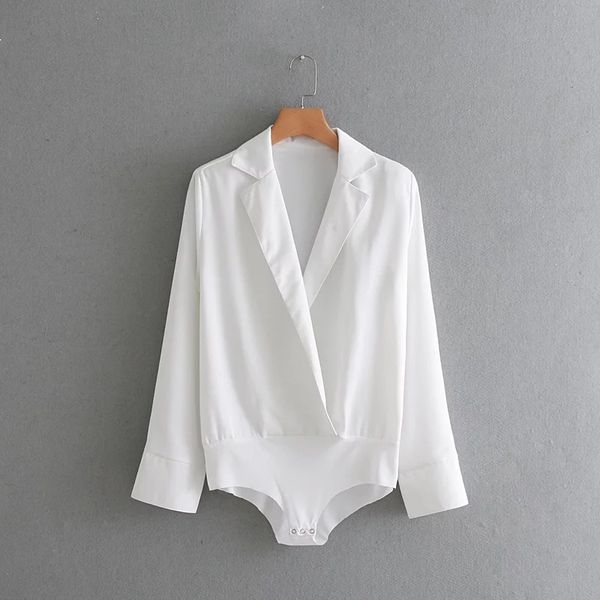 women's blouses shirts women jumpsuit blouse fashion suit collar long sleeve solid shirt lady's blouse bodysuit women's clot, White