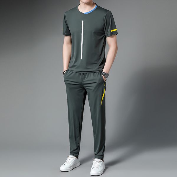 men's tracksuits minglu summer men's sets t-shirtspants luxury short sleeve round collar sport casual male suits elastic waist man, Gray
men's tracksuits minglu summer men's sets t-shirtspants luxury short sleeve round collar sport casual male suits elastic waist man, Gray