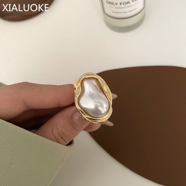 cluster rings xialuoke fashion geometrical irregular baroque pearl ring for women retro open resizable index finger rings party jewelry 2304, Golden;silver
cluster rings xialuoke fashion geometrical irregular baroque pearl ring for women retro open resizable index finger rings party jewelry 2304, Golden;silver