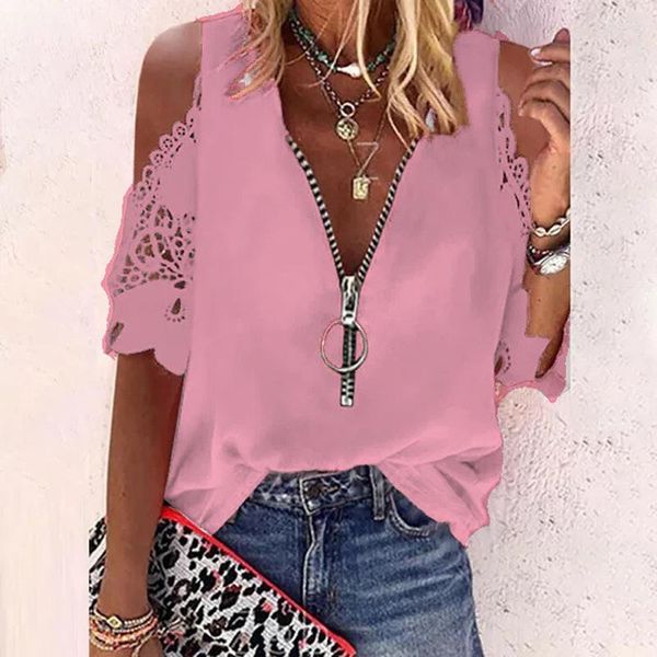 women's blouses fashion elegant bouse with hollow out short sleeve summer v-neck lace zipper casual shirt ladies loose mujer 24989, White
women's blouses fashion elegant bouse with hollow out short sleeve summer v-neck lace zipper casual shirt ladies loose mujer 24989, White