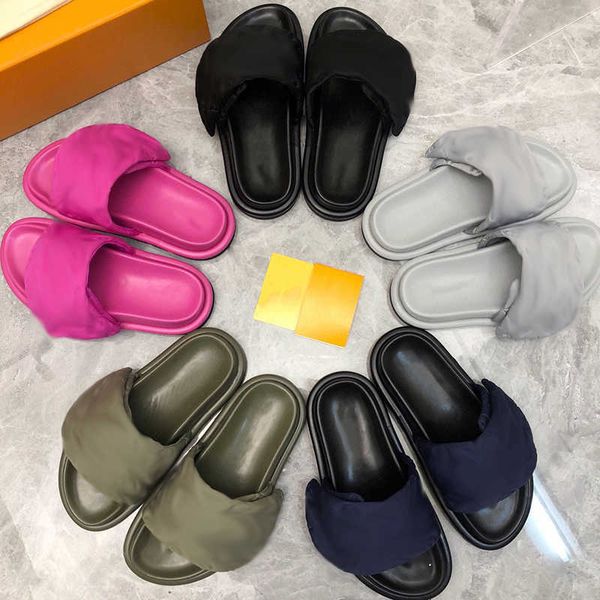 mens pool pillow flat mules designers sandals women flat slides print technical textile soft down filling summer beach shoes outdoor slipper, Black
mens pool pillow flat mules designers sandals women flat slides print technical textile soft down filling summer beach shoes outdoor slipper, Black