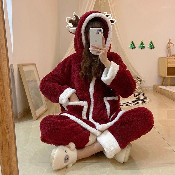 2023 Sleepwear Christmas Pamas Sets Fall Winter Loose Coral Fleece Can Be Worn Outside Long-Sleeved Womens Home Service Suit
2023 Sleepwear Christmas Pamas Sets Fall Winter Loose Coral Fleece Can Be Worn Outside Long-Sleeved Womens Home Service Suit