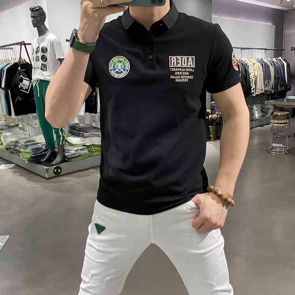 men's polos lapel t-shirt youth thin badge embroidery college style short sleeve male tees 2023 summer new design causal clothing, White;black
men's polos lapel t-shirt youth thin badge embroidery college style short sleeve male tees 2023 summer new design causal clothing, White;black