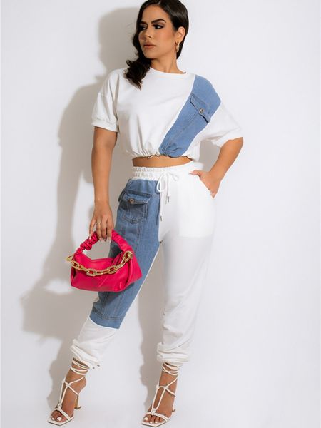 women s two piece pants hirigin workout jean patchwork women 2 set outfits sweatsuit summer tee and jogger matching tracksuit 230424, White
women s two piece pants hirigin workout jean patchwork women 2 set outfits sweatsuit summer tee and jogger matching tracksuit 230424, White