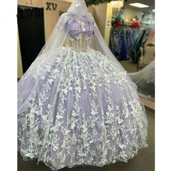 glittering lavender lilac quinceanera dresses with cloak butterfly lace-up corset vestidos de 15 anos birthday prom party gowns, Blue;red
glittering lavender lilac quinceanera dresses with cloak butterfly lace-up corset vestidos de 15 anos birthday prom party gowns, Blue;red