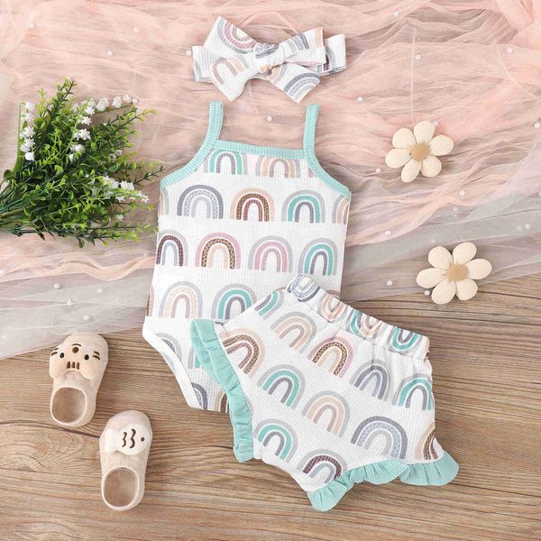 clothing sets baby girls summer outfit sets sleeveless sling romper + floral/rainbow print shorts + headband w0424, White
clothing sets baby girls summer outfit sets sleeveless sling romper + floral/rainbow print shorts + headband w0424, White