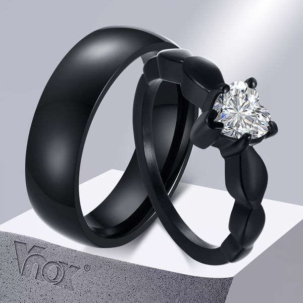cluster rings vnox romantic heart cz stone couple wedding rings for women men black color stainless steel bands engagement jewelry love gift, Golden;silver
cluster rings vnox romantic heart cz stone couple wedding rings for women men black color stainless steel bands engagement jewelry love gift, Golden;silver