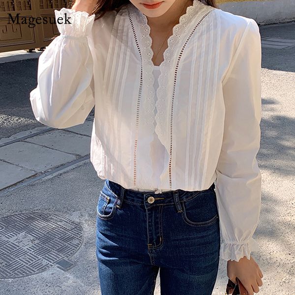 women's blouses shirts spring v-neck lace blouse women pleated design white shirt loose ruffled women's shirt long sleeve cotton f
women's blouses shirts spring v-neck lace blouse women pleated design white shirt loose ruffled women's shirt long sleeve cotton f