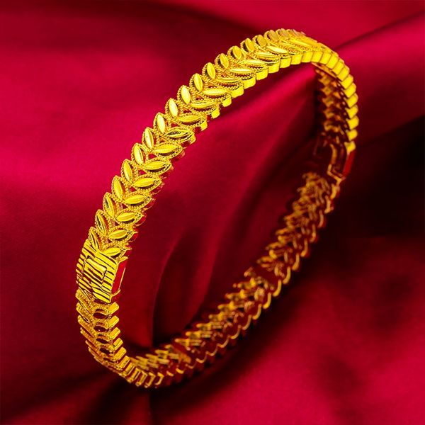women's buckle leaf bangle bracelet solid fashion jewelry classic 18k yellow gold filled statement wedding party lady accessories, Black
women's buckle leaf bangle bracelet solid fashion jewelry classic 18k yellow gold filled statement wedding party lady accessories, Black