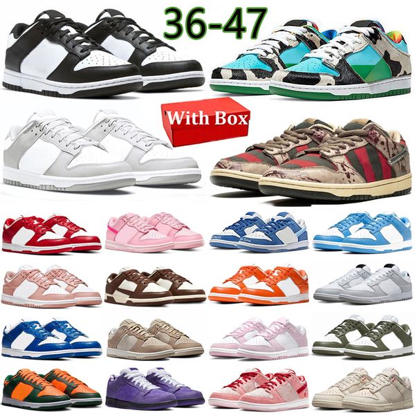 

With Box Running shoes Men Women Panda Blue Raspberry Triple Pink Freddy Krueger Jarritos Sanddrift Grey Fog UNC Syracuse lows mens women sport sneakers 36-47, 59