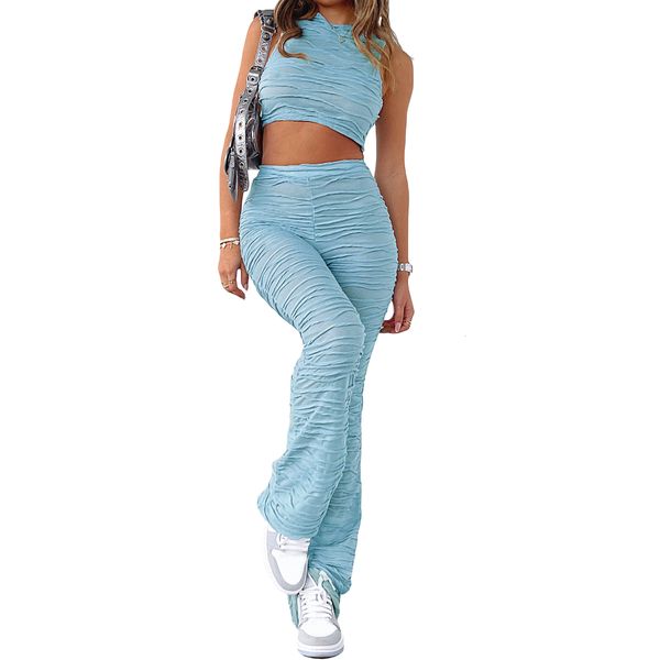 women s two piece pants summer women s pleated sleeveless high necked vest with high waisted slightly flared trousers casual suit 230424, White
women s two piece pants summer women s pleated sleeveless high necked vest with high waisted slightly flared trousers casual suit 230424, White