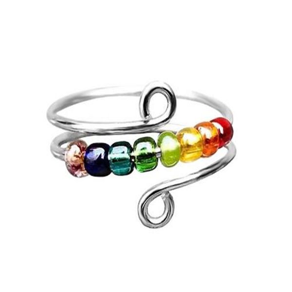 bohemian rainbow bead anxiety ring rotation anti pressure fit spinner women's ring fashion wedding jewelry ae712, Silver
bohemian rainbow bead anxiety ring rotation anti pressure fit spinner women's ring fashion wedding jewelry ae712, Silver