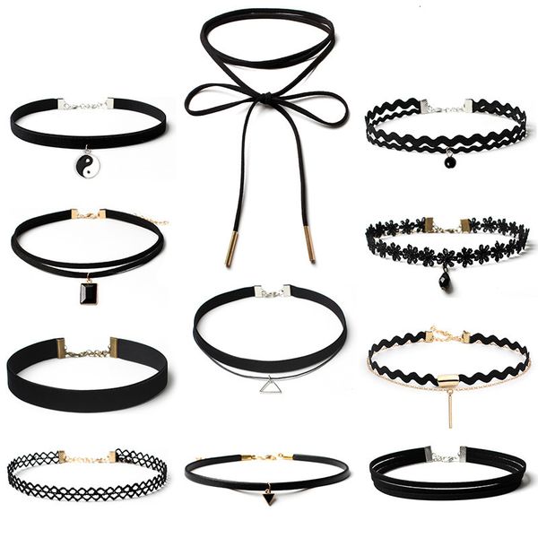 strands strings korean fashion velvet choker necklace for women vintage lace with pendants gothic girl neck jewelry accessories 230424, Black
strands strings korean fashion velvet choker necklace for women vintage lace with pendants gothic girl neck jewelry accessories 230424, Black