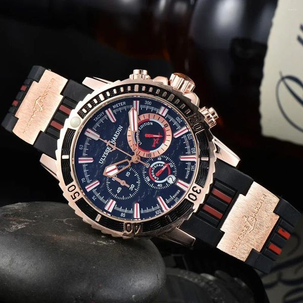 Wristwatches Fashion Black Ulysse Quartz Watch Men Luxury Quality Delicate Three Hand Dial Unique Strap Clock Relogio Masculino, U02f
Wristwatches Fashion Black Ulysse Quartz Watch Men Luxury Quality Delicate Three Hand Dial Unique Strap Clock Relogio Masculino, U02f