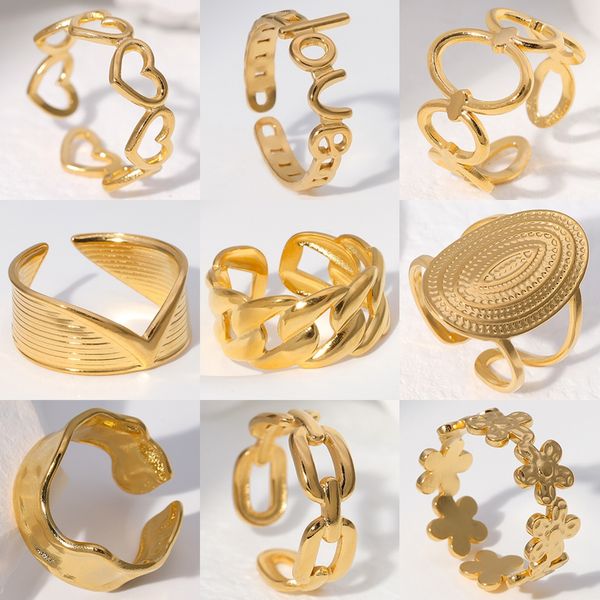 cluster rings trendy stainless steel for women flower heart adjustable finger fashion party jewelry geometric aesthetic open 230424, Golden;silver
cluster rings trendy stainless steel for women flower heart adjustable finger fashion party jewelry geometric aesthetic open 230424, Golden;silver