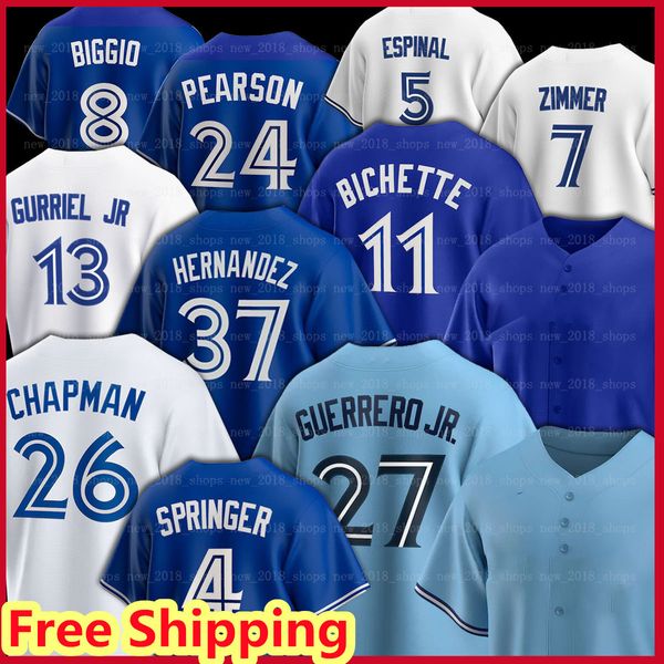 27 vladimir guerrero jr. blue jays baseball jerseys toronto matt chapma daulton varsho george springer bo bichette alejandro kirk kevin kier, Blue;black
27 vladimir guerrero jr. blue jays baseball jerseys toronto matt chapma daulton varsho george springer bo bichette alejandro kirk kevin kier, Blue;black
