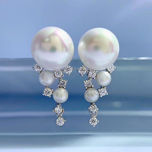 romantic pearl diamond dangle earring 100% real 925 sterling silver wedding drop earrings for women promise engagement jewelry, Golden;silver
romantic pearl diamond dangle earring 100% real 925 sterling silver wedding drop earrings for women promise engagement jewelry, Golden;silver
