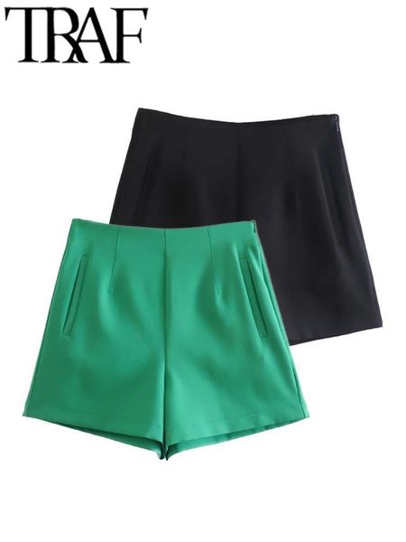 women's shorts traf shorts summer women casual trouser zipper side insert pockets female high waist straight green short pants 230425, White;black
women's shorts traf shorts summer women casual trouser zipper side insert pockets female high waist straight green short pants 230425, White;black