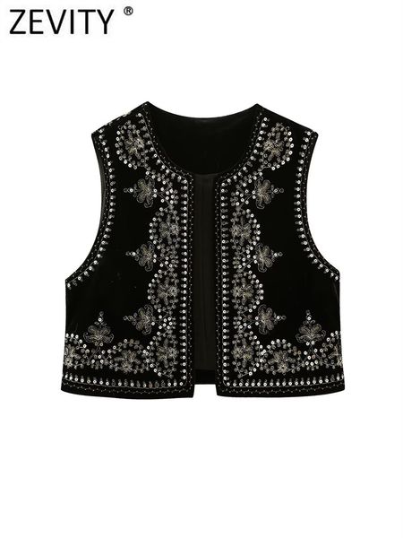 women's vests zevity women vintage o neck sequins flower embroidery short vest jacket ladies sleeveless casual velvet waistcoat ct3020, Black;white
women's vests zevity women vintage o neck sequins flower embroidery short vest jacket ladies sleeveless casual velvet waistcoat ct3020, Black;white