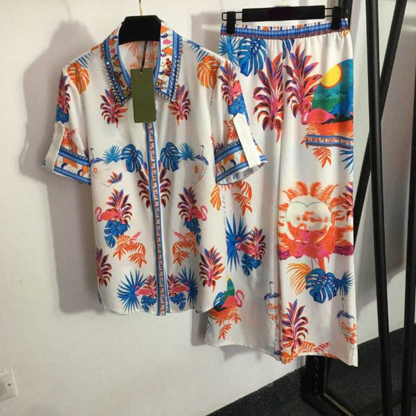 23ss womens designer clothing women shirt set beach resort style fashion printed nail drill lapel short sleeve shirt high waist wide leg tro, White
23ss womens designer clothing women shirt set beach resort style fashion printed nail drill lapel short sleeve shirt high waist wide leg tro, White
