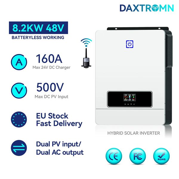 daxtromn 8.2kw hybrid solar inverter 48v 220v dual output pv 500vdc 160a mppt solar charger on off grid inverter 8200w with wifi
daxtromn 8.2kw hybrid solar inverter 48v 220v dual output pv 500vdc 160a mppt solar charger on off grid inverter 8200w with wifi