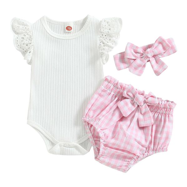 clothing sets infant newborn baby girl clothes suits solid fly sleeve crew neck romper plaid elastic waist shorts bow headband 3pcs set 0-24, White
clothing sets infant newborn baby girl clothes suits solid fly sleeve crew neck romper plaid elastic waist shorts bow headband 3pcs set 0-24, White