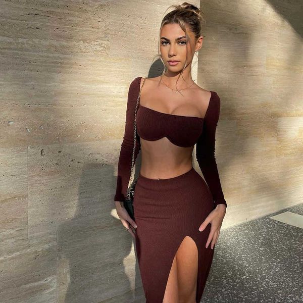 two piece dress long sleeve crop high waist slit maxi dress 2 piece sets womens outfits 2022 autumn women fashion skirts set streetwear j230, White
two piece dress long sleeve crop high waist slit maxi dress 2 piece sets womens outfits 2022 autumn women fashion skirts set streetwear j230, White