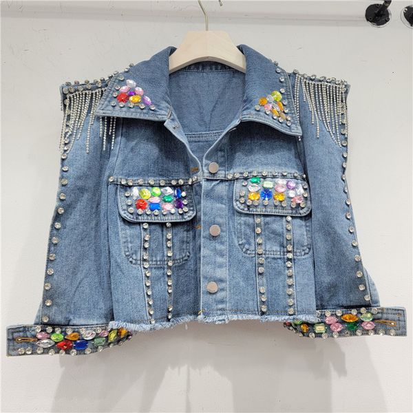 women's jackets spring pearl diamonds chain fringe wear burr bottom hem women's short denim jacket diamond pocket women's jea, Black;brown
women's jackets spring pearl diamonds chain fringe wear burr bottom hem women's short denim jacket diamond pocket women's jea, Black;brown