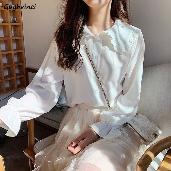 women's blouses shirts shirt peter pan collar petal sleeve single breasted daily elegant womens students temperament smooth comfortable, White
women's blouses shirts shirt peter pan collar petal sleeve single breasted daily elegant womens students temperament smooth comfortable, White
