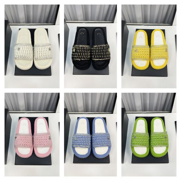 women tweed leather straw woven slides sandals slip on wedge flats fashion beach mule brand flip flops casual slides shoes platform chain ru, Black
women tweed leather straw woven slides sandals slip on wedge flats fashion beach mule brand flip flops casual slides shoes platform chain ru, Black