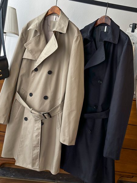 men's trench coats british style classic jacket men fashion male double breasted long slim outwear adjustable belt 230424, Tan;black
men's trench coats british style classic jacket men fashion male double breasted long slim outwear adjustable belt 230424, Tan;black