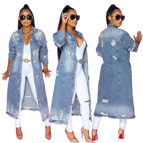 women's jackets arrive fashion hole cotton long denim jacket trench coat cardigan jeans cape for women loose sleeve ddlg 230424, Black;brown
women's jackets arrive fashion hole cotton long denim jacket trench coat cardigan jeans cape for women loose sleeve ddlg 230424, Black;brown
