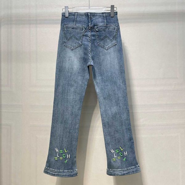 high end women's 2023 early spring new back leg colorful embroidery letter elastic denim pants edition, Blue
high end women's 2023 early spring new back leg colorful embroidery letter elastic denim pants edition, Blue